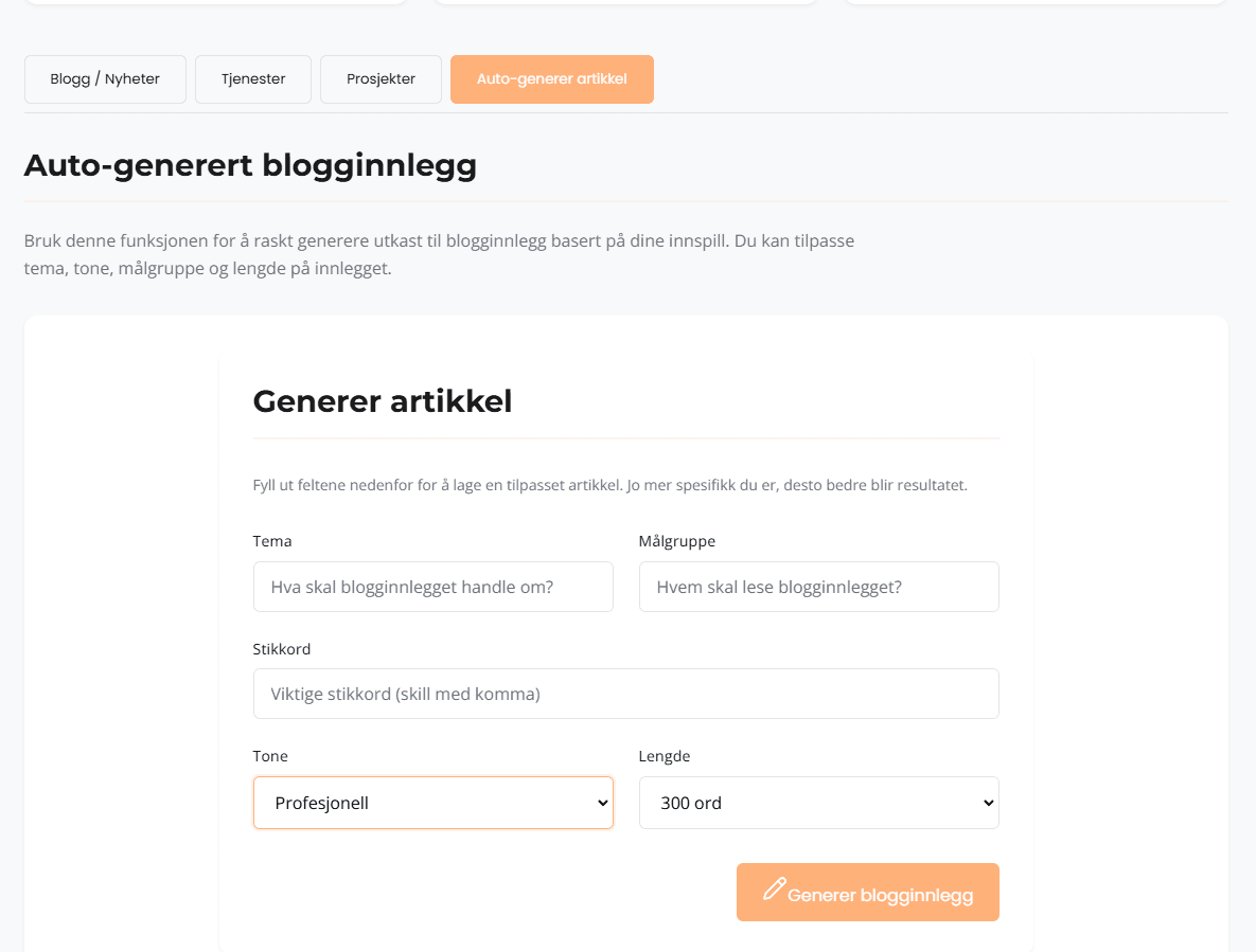 Ny tjeneste i Webfront!